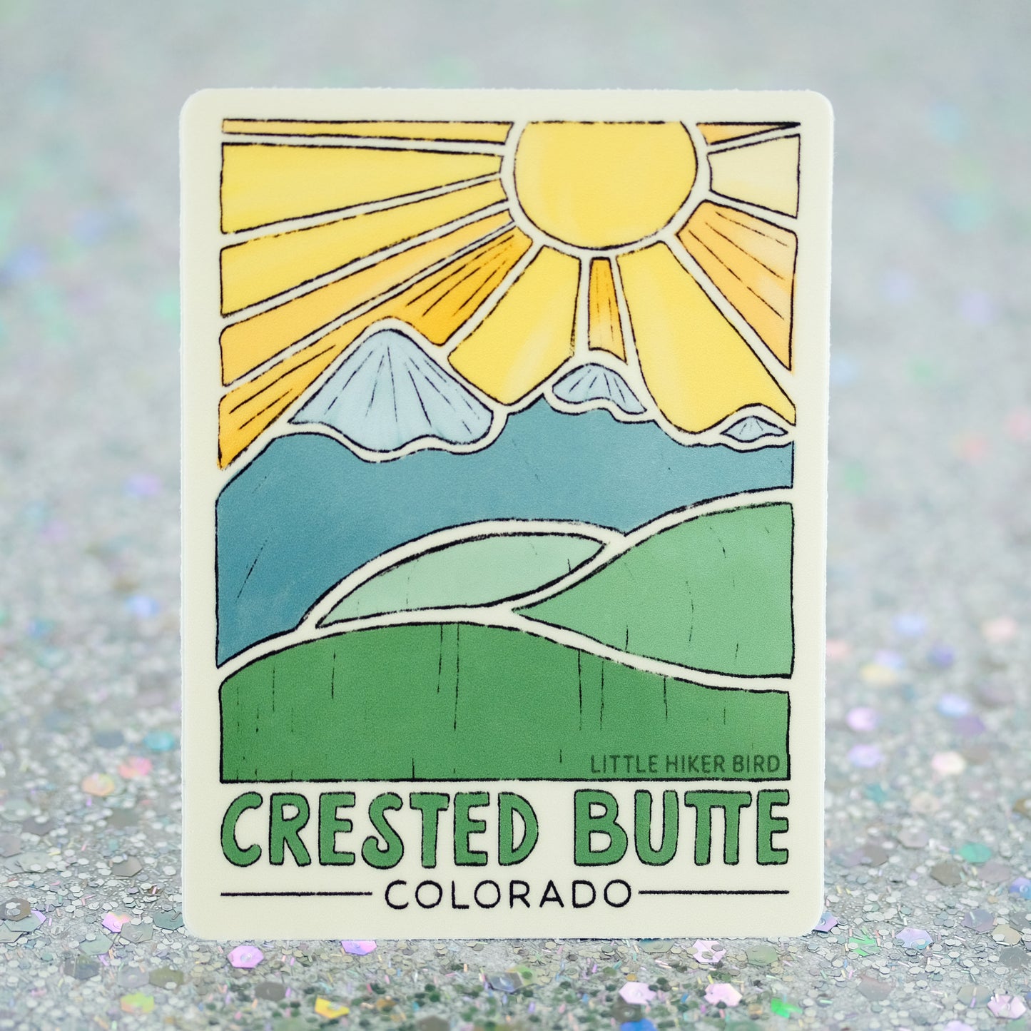 Crested Butte, Colorado - Vinyl Sticker - Mountain Sketch