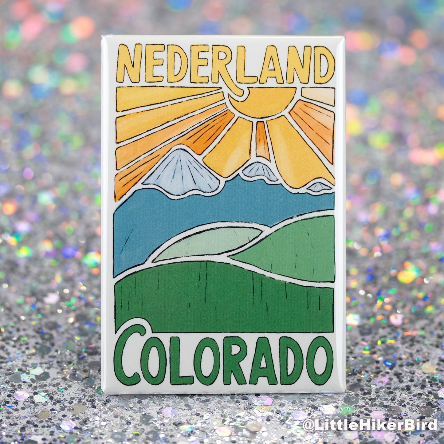 Nederland, Colorado Fridge Magnet - Mountain Sketch