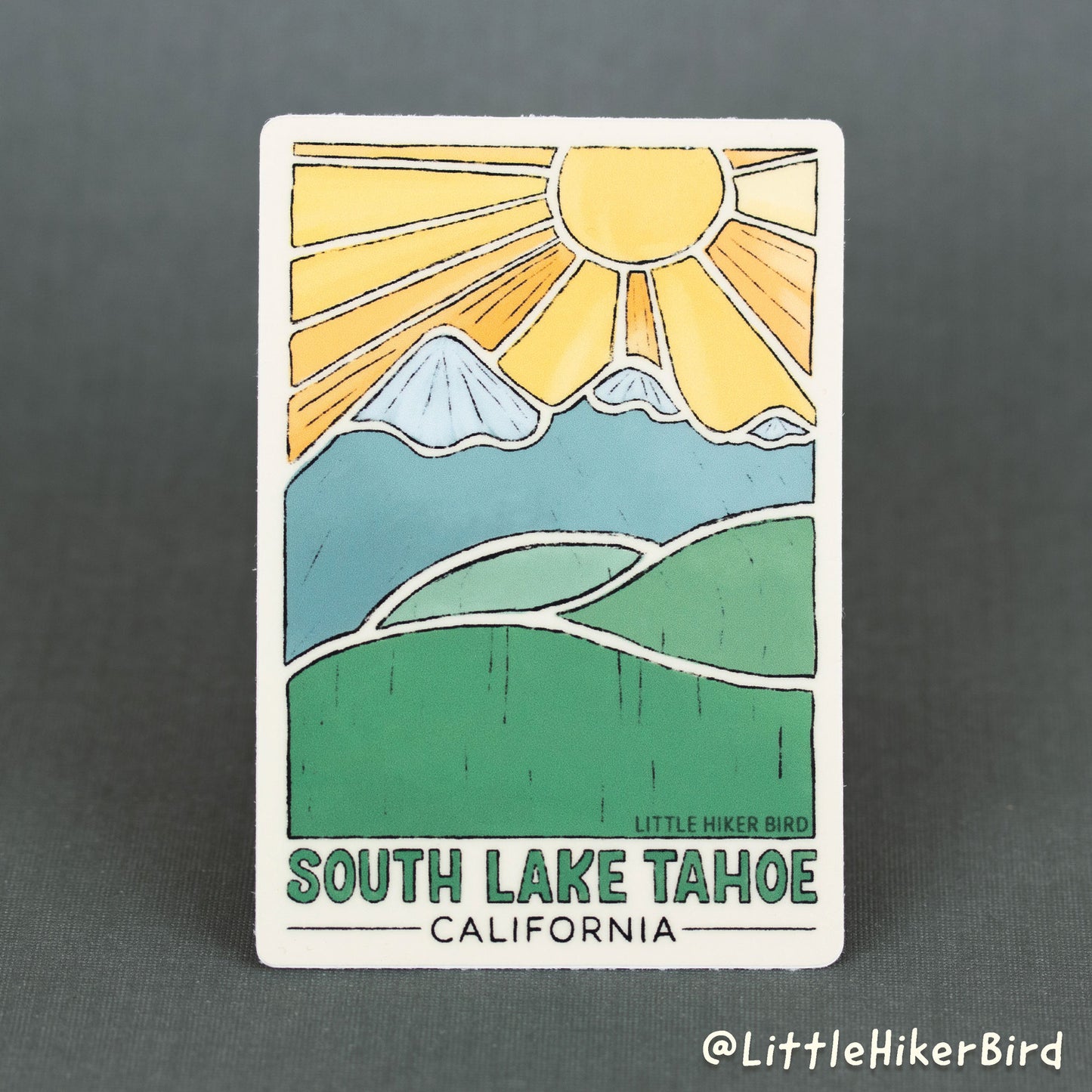 VINYL STICKER - South Lake Tahoe, California - Mountain Sketch