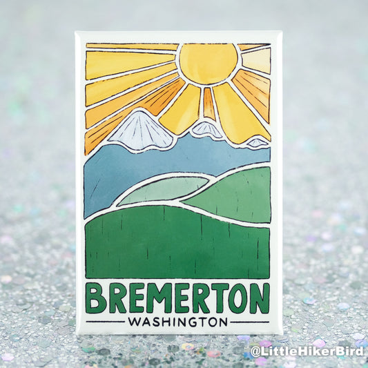Bremerton, Washington - Fridge Magnet - Mountain Sketch