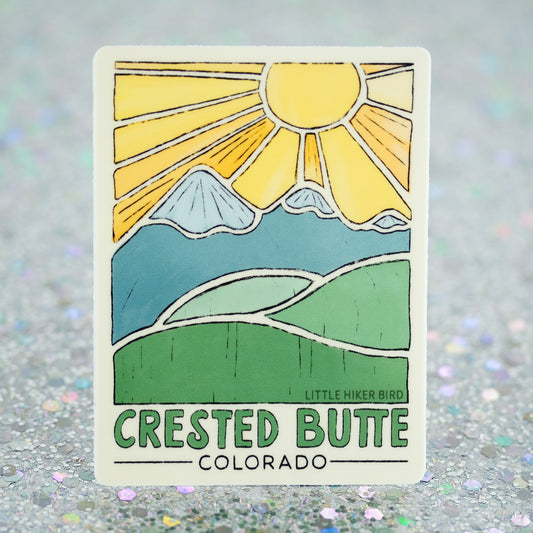 Crested Butte, Colorado - Vinyl Sticker - Mountain Sketch