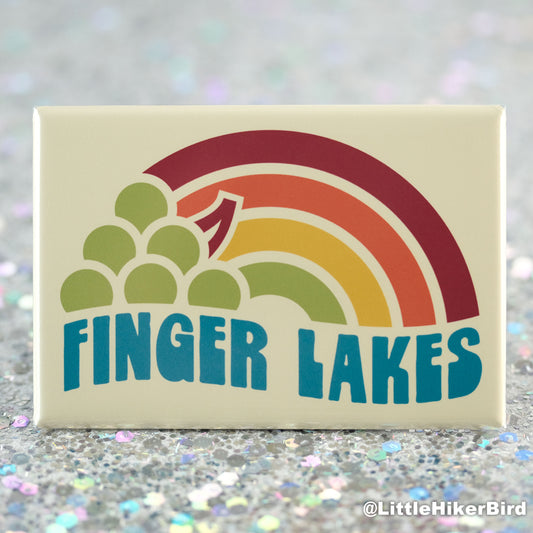 Finger Lakes Fridge Magnet - Vintage Sunset Grapes