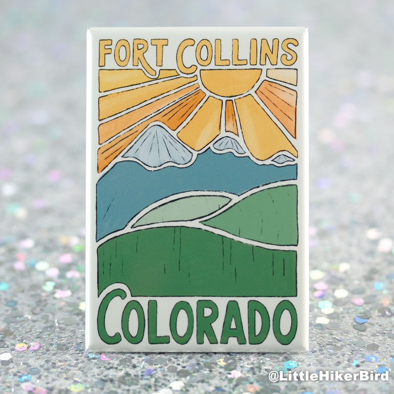 Fort Collins Fridge Magnet - Mountain Sketch
