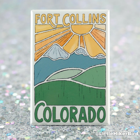 Fort Collins Fridge Magnet - Mountain Sketch