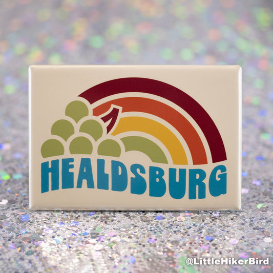 Healdsburg, California Fridge Magnet - Vintage Sunset Grapes