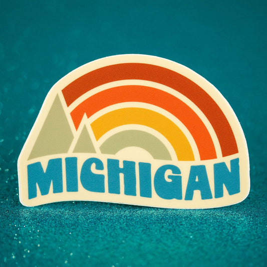 Michigan Rainbow Sunset Vinyl Sticker