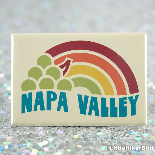 Napa Valley Fridge Magnet - Vintage Sunset Grapes