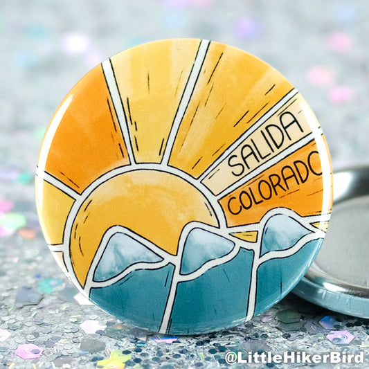 Salida, Colorado - Button Pin - Mountain Sketch