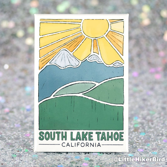 FRIDGE MAGNET - South Lake Tahoe, CA - Mountain Sketch
