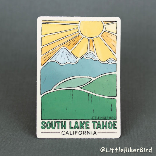 VINYL STICKER - South Lake Tahoe, California - Mountain Sketch