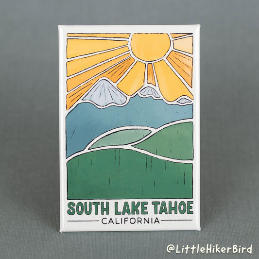 FRIDGE MAGNET - South Lake Tahoe, CA - Mountain Sketch