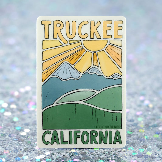 Truckee, California - Vinyl Sticker - Mountain Sketch