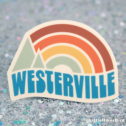 Westerville, Ohio - Vinyl Sticker - Vintage Sunset