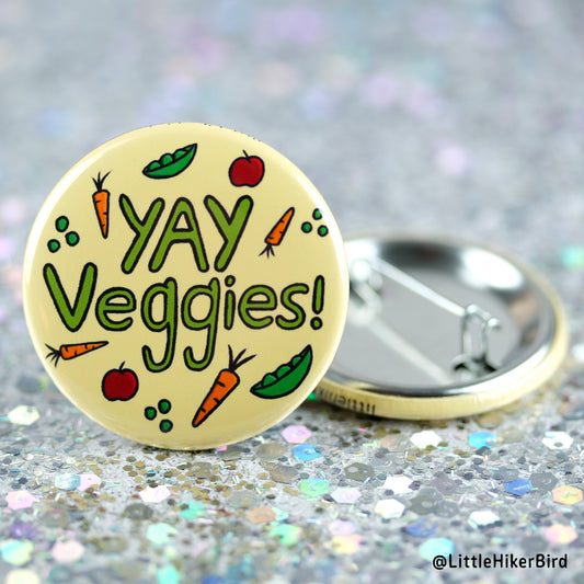 Yay Veggies Pin Back Button Pin