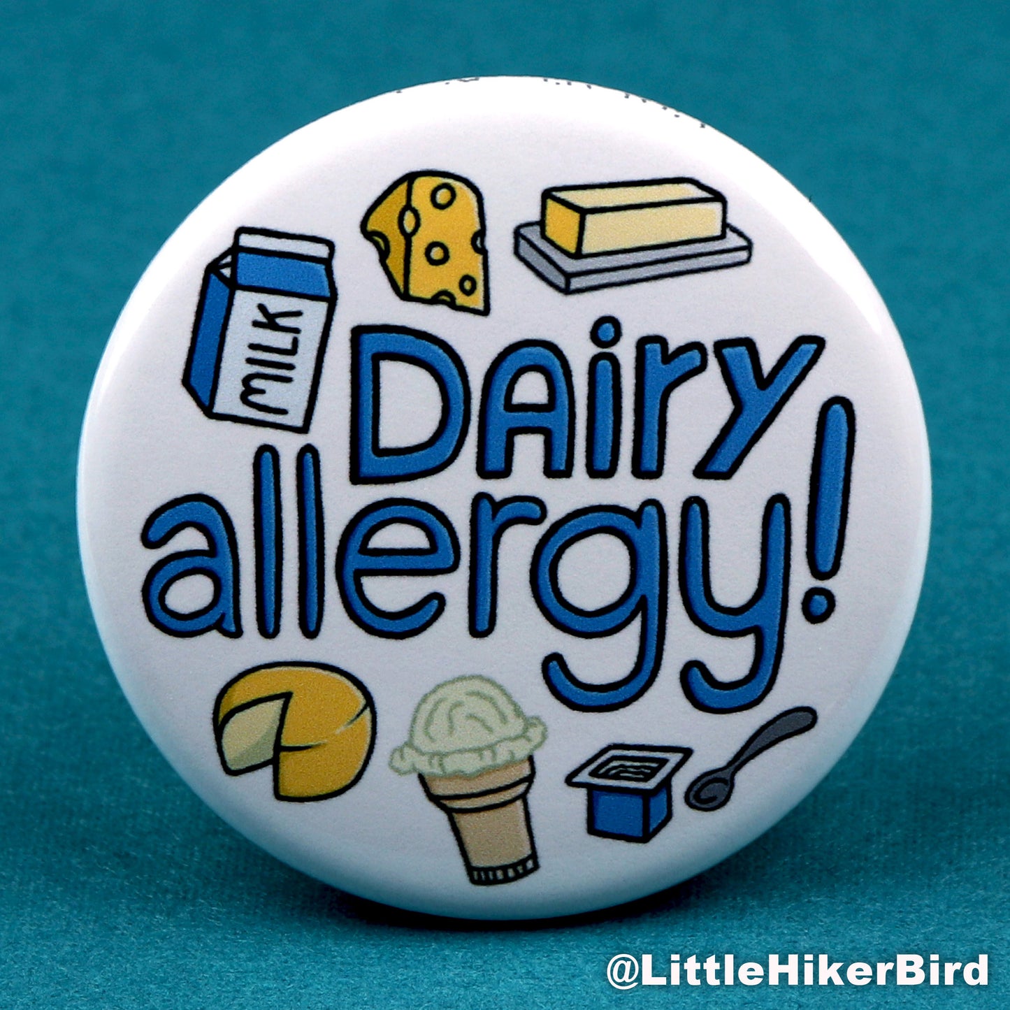 Dairy Allergy Button Pin