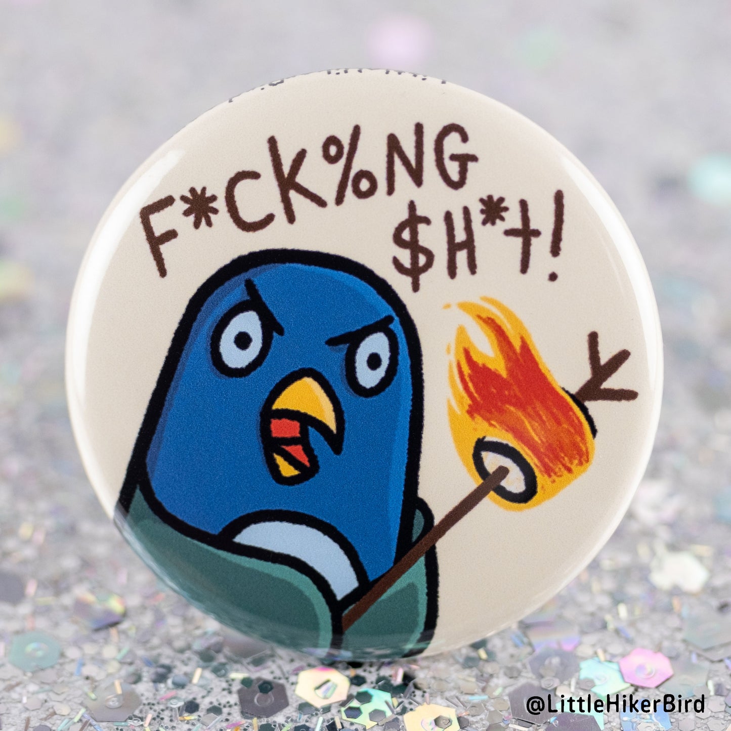 Marshmallow Bird Pin Back Button Pin