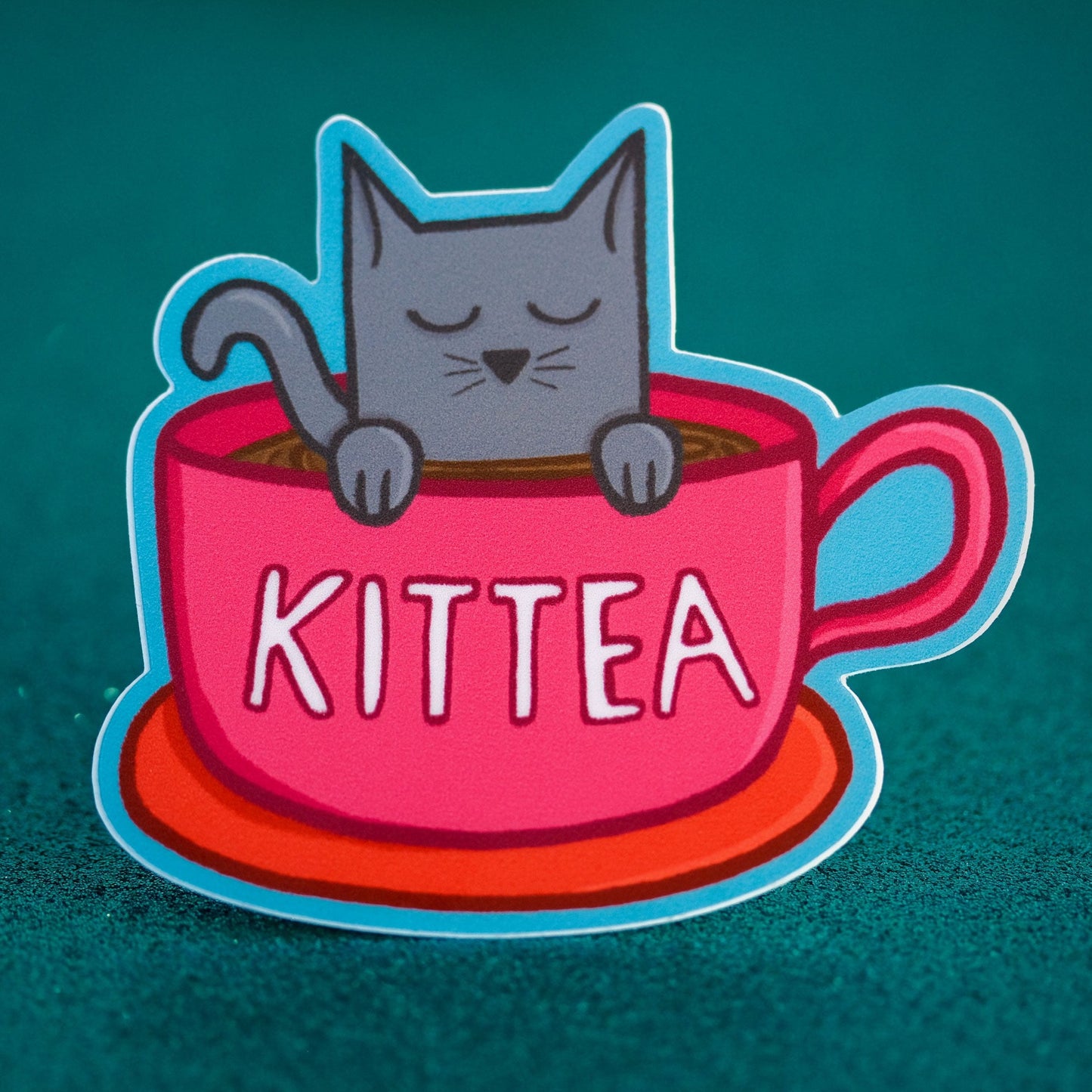 Cat in a Teacup Vinyl Sticker