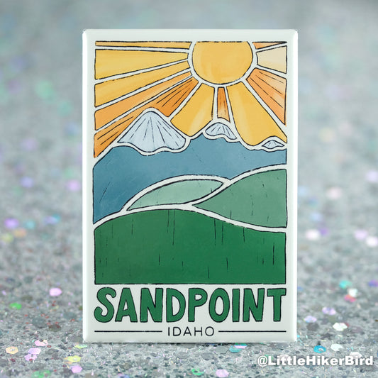 Sandpoint, Idaho Fridge Magnet - Mountain Sketch
